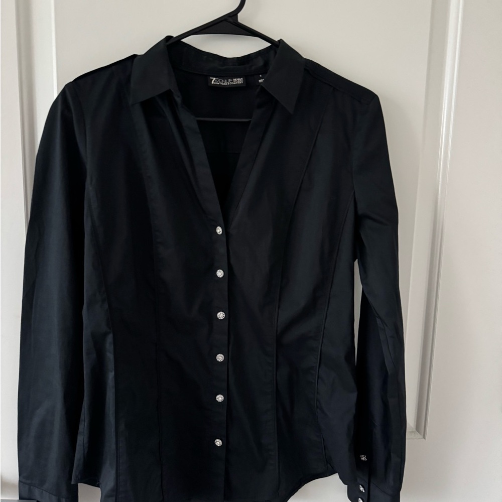 Black Diamond Buttoned Elegant Long-Sleeve Shirt